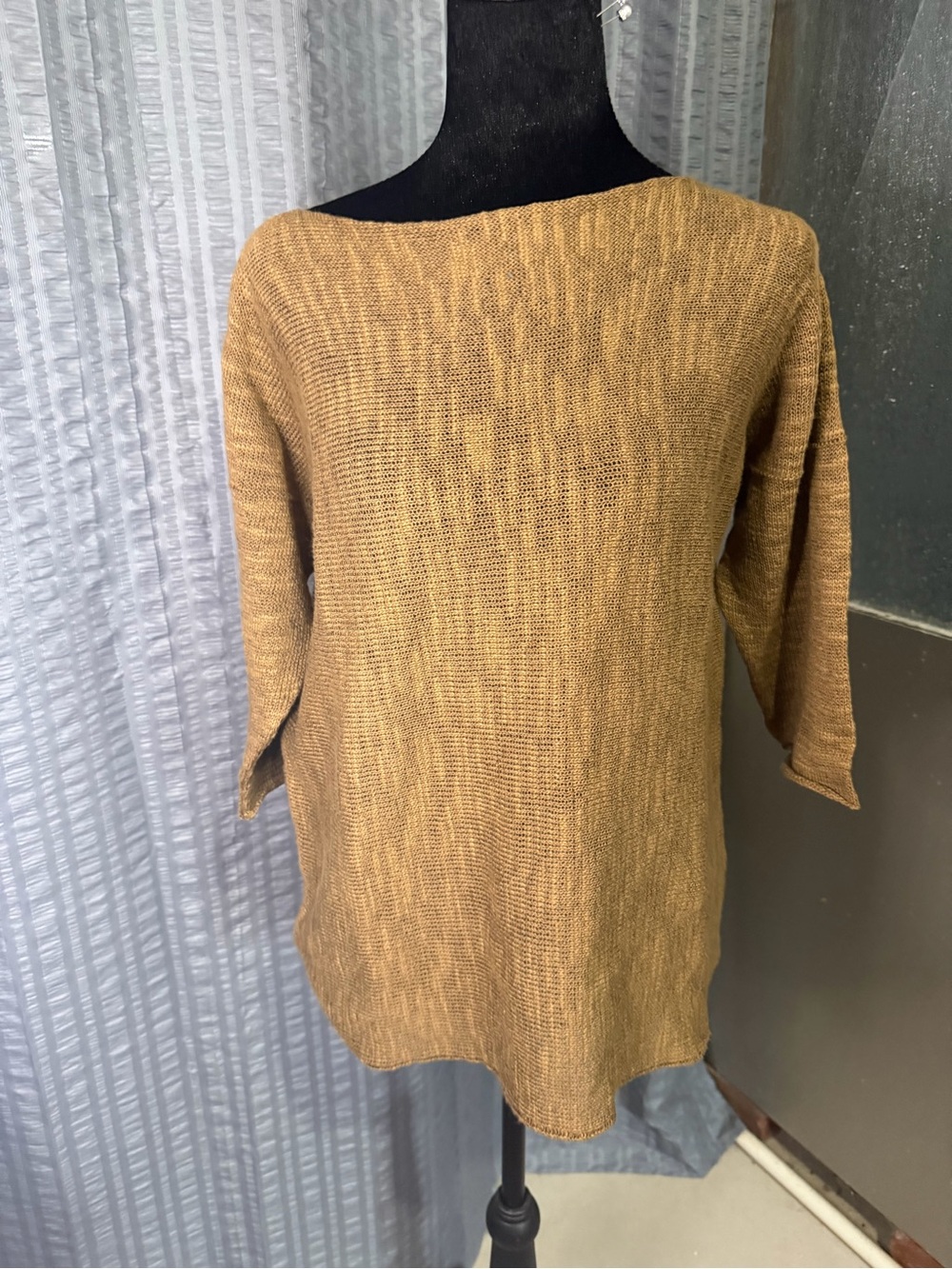 MIMI & COCO Gold Textured Knit Boatneck Top